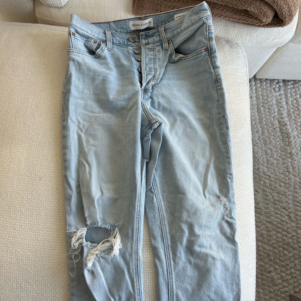 Denim Forum Light Blue Ripped Jeans